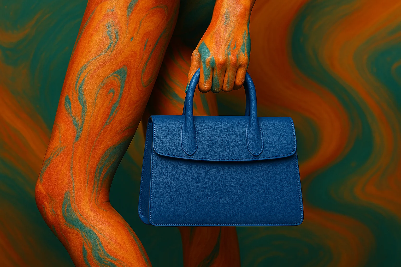 Bolso de diseño exclusivo con acabado de pintura artística.