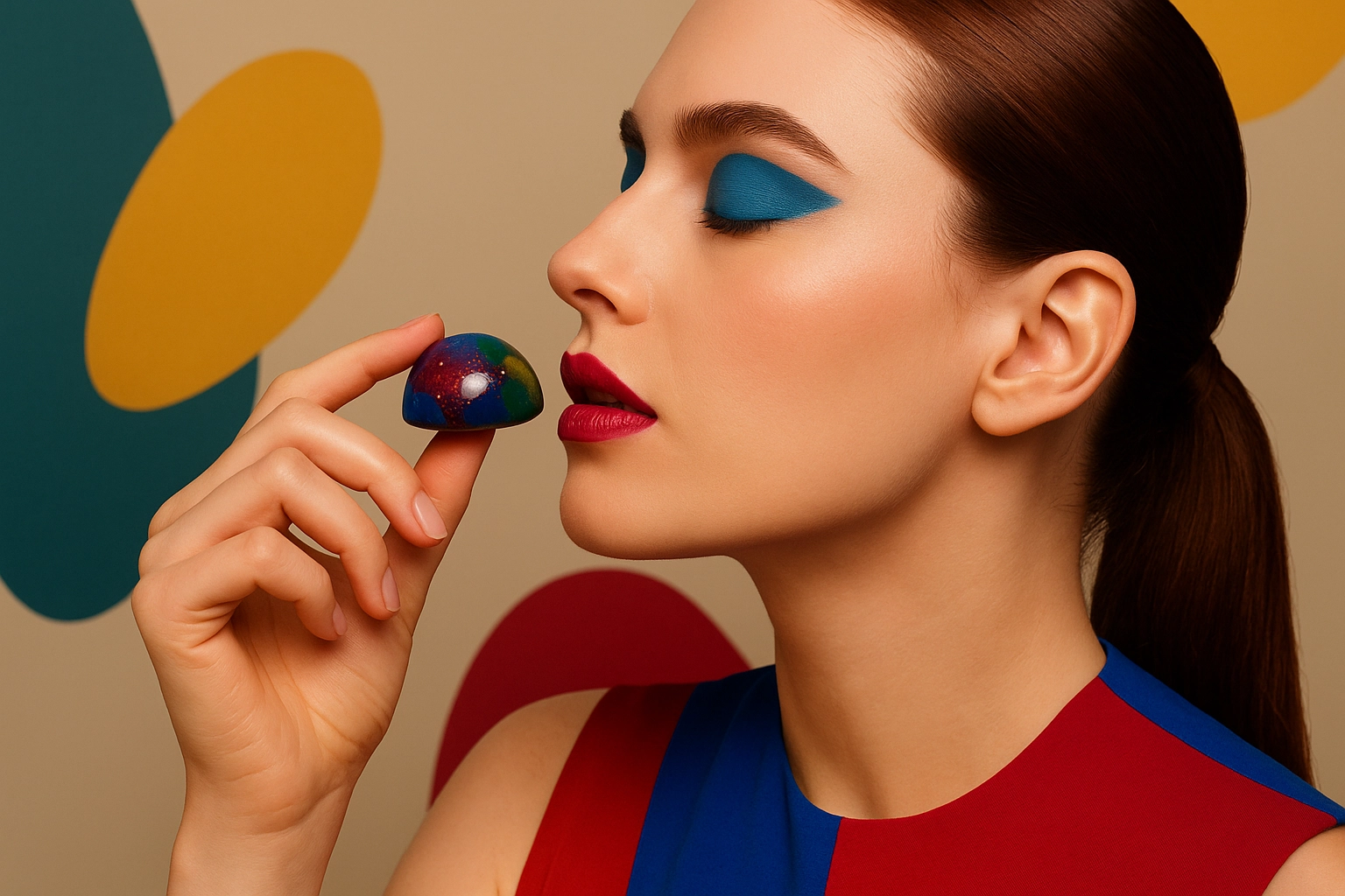 Modelo con estilo cyberpunk, gafas de sol reflectantes y chaqueta de cuero.